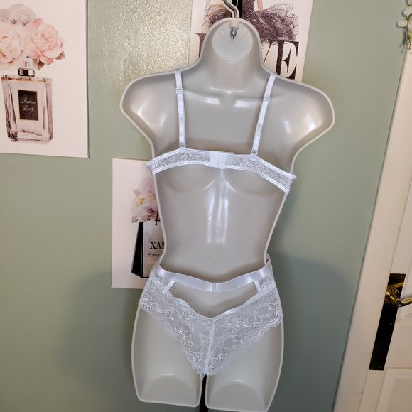 Lace Lingerie Teddy Snap Crotch V Neck Cut Out Underwire One Piece - Picture 5 of 6